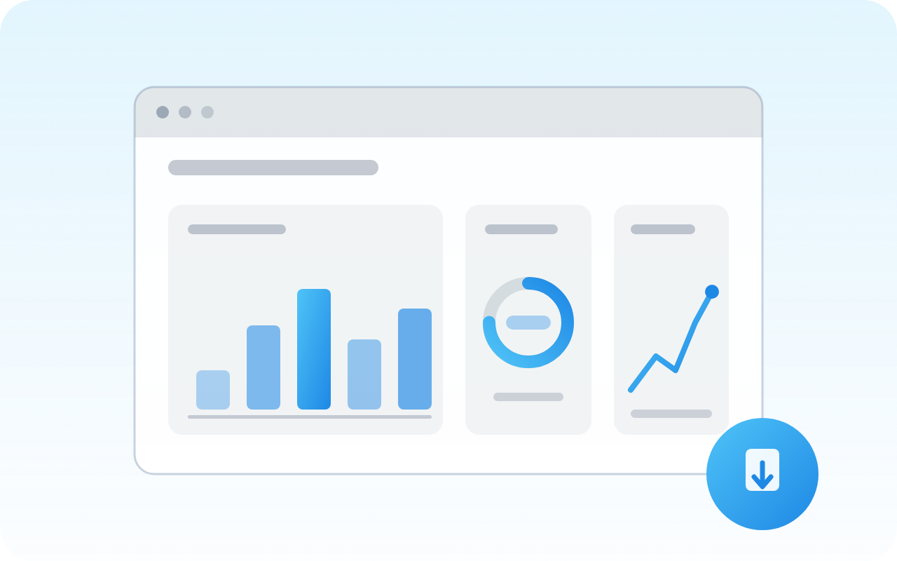 Illustration : un tableau de bord de résultats — graphiques, indicateurs et exportation