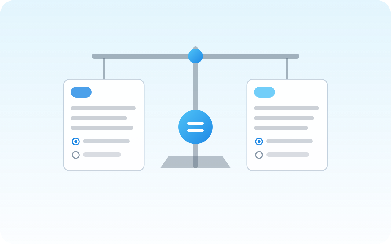 Illustration : les deux versions linguistiques d'une épreuve en parfait équilibre sur une balance